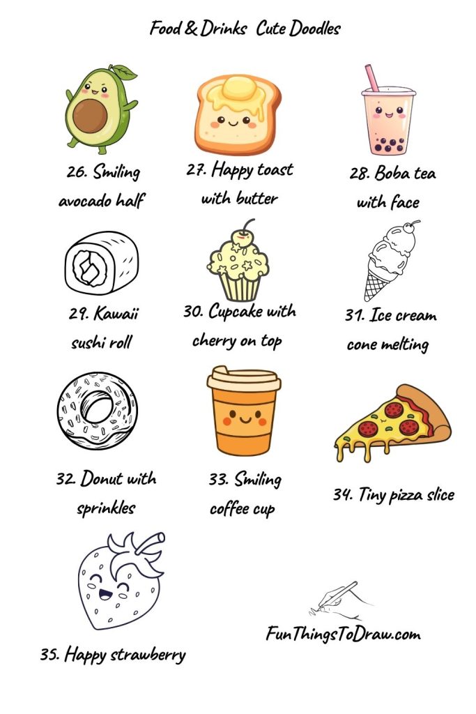 Cute doodles of Food and Drinks