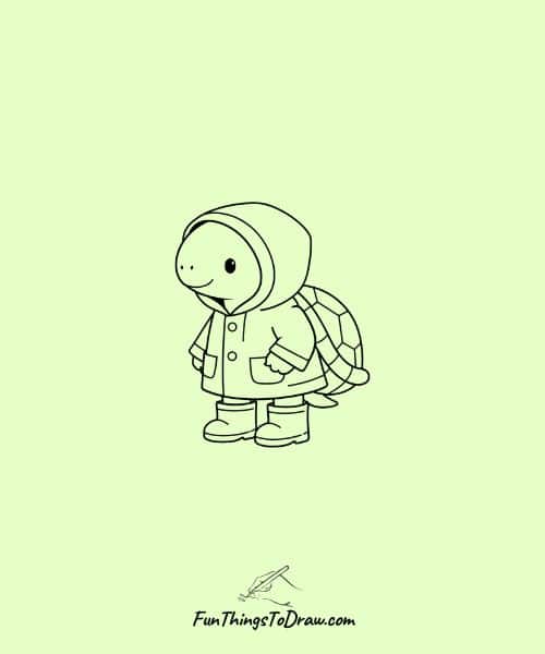 Sketch of Turtle in a Raincoat