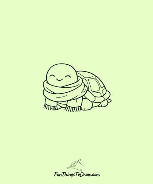 Turtle with a Scarf Easy Sketch