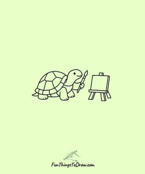 Simple Drawing of Turtle Painting a Picture