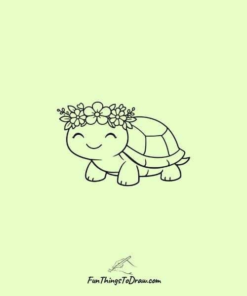 Turtle with a Flower Crown Sketch