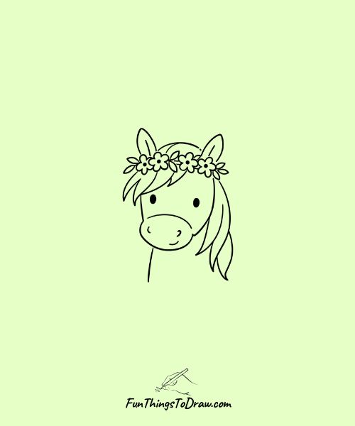 Horse wearing a flower crown