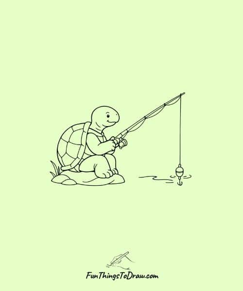 Turtle with a Fishing Rod