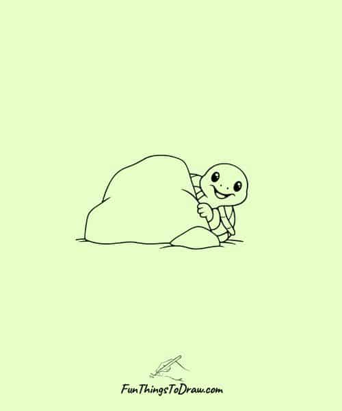 Turtle Playing Hide-and-Seek Drawing