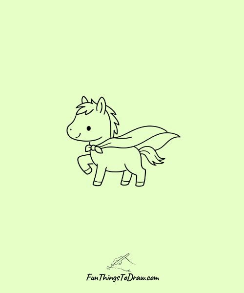 Drawing of Horse with a superhero cape