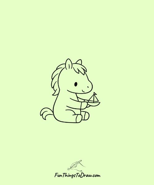 Horse with a tiny sailboat sketch