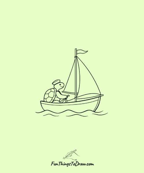 Turtle with a Tiny Sailboat