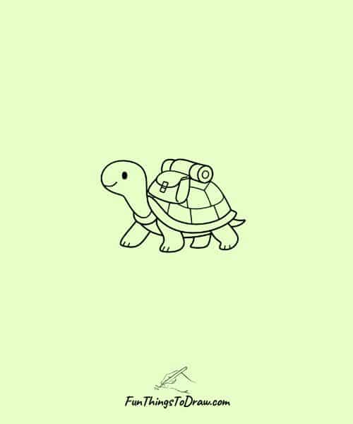 Easy drawing of Turtle with a Backpack