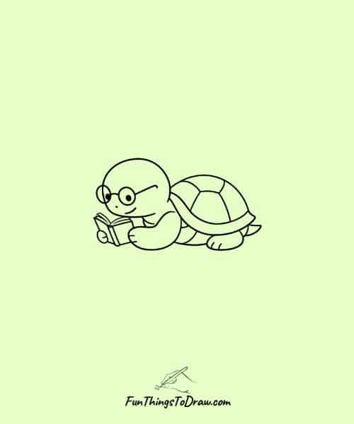 Simple drawing of Turtle Reading a Book