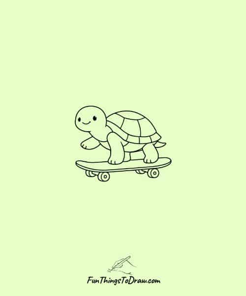 Cute drawing of Turtle on a Skateboard