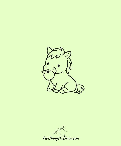 Horse eating an apple