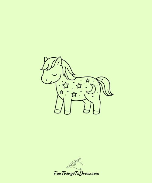 Horse with a starry night sky pattern