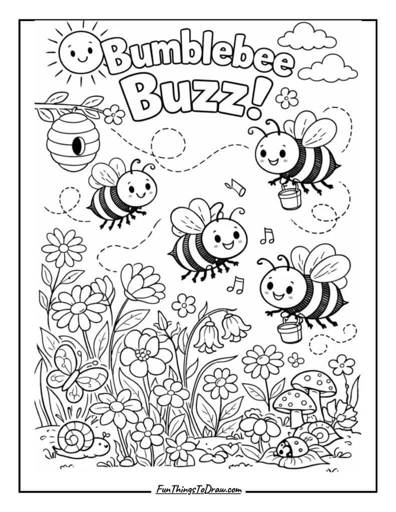 Bumblebee Buzz Coloring Page