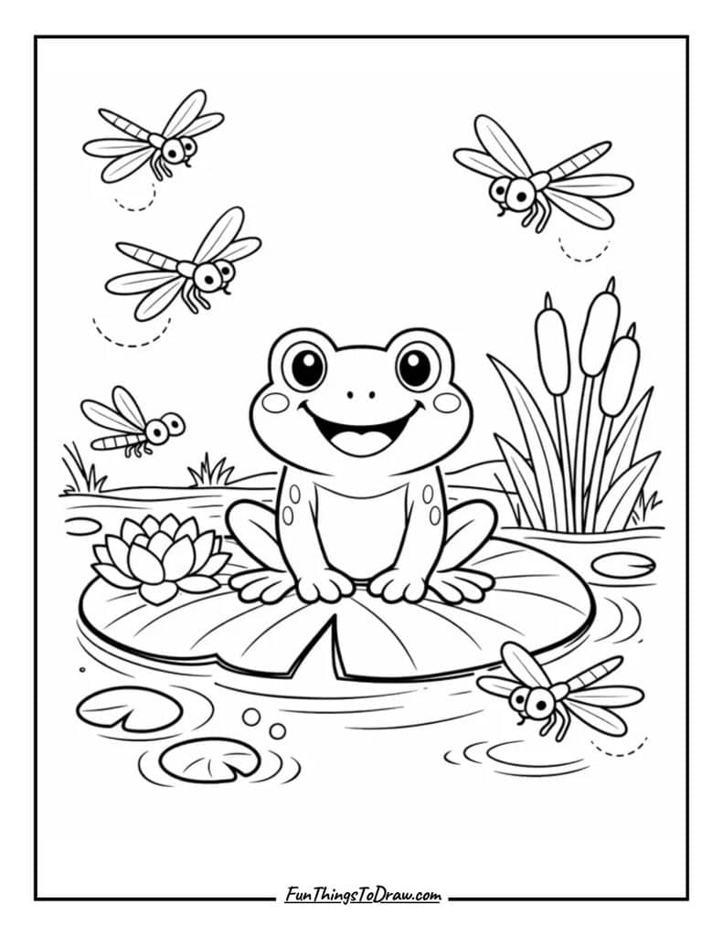  Frog on a Lily Pad Coloring Sheet