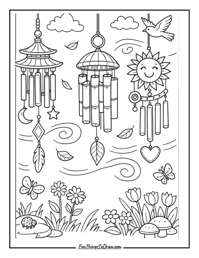 Wind Chimes coloring sheet