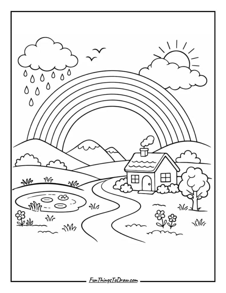 8. Rainbow After the Rain coloring page