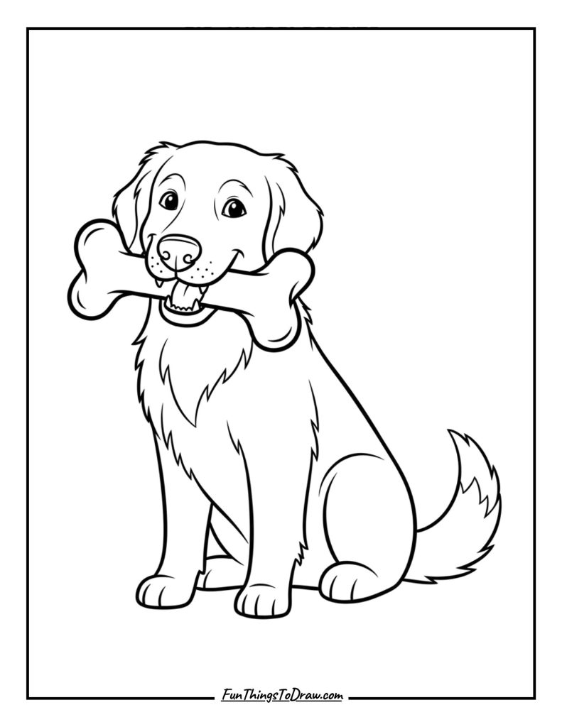Golden Retriever with a Big Bone