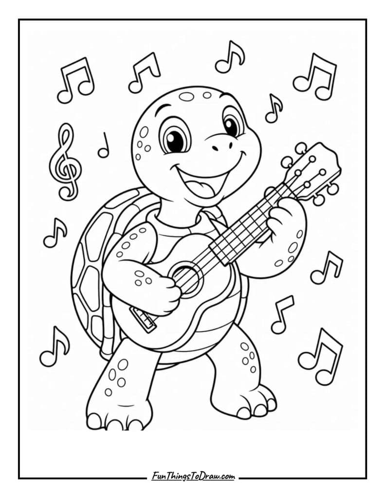 Turtle Playing Music