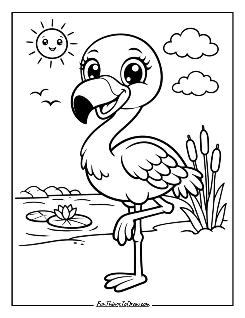 Cartoon Flamingo Character