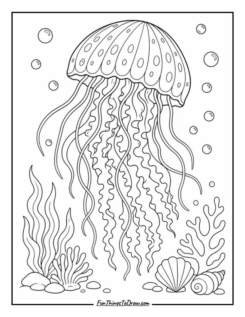 Jellyfish with Flowing Tentacles