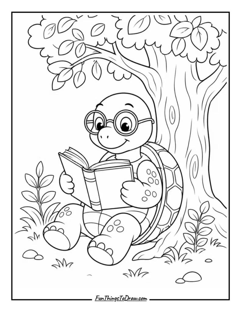 Turtle Reading a Book
