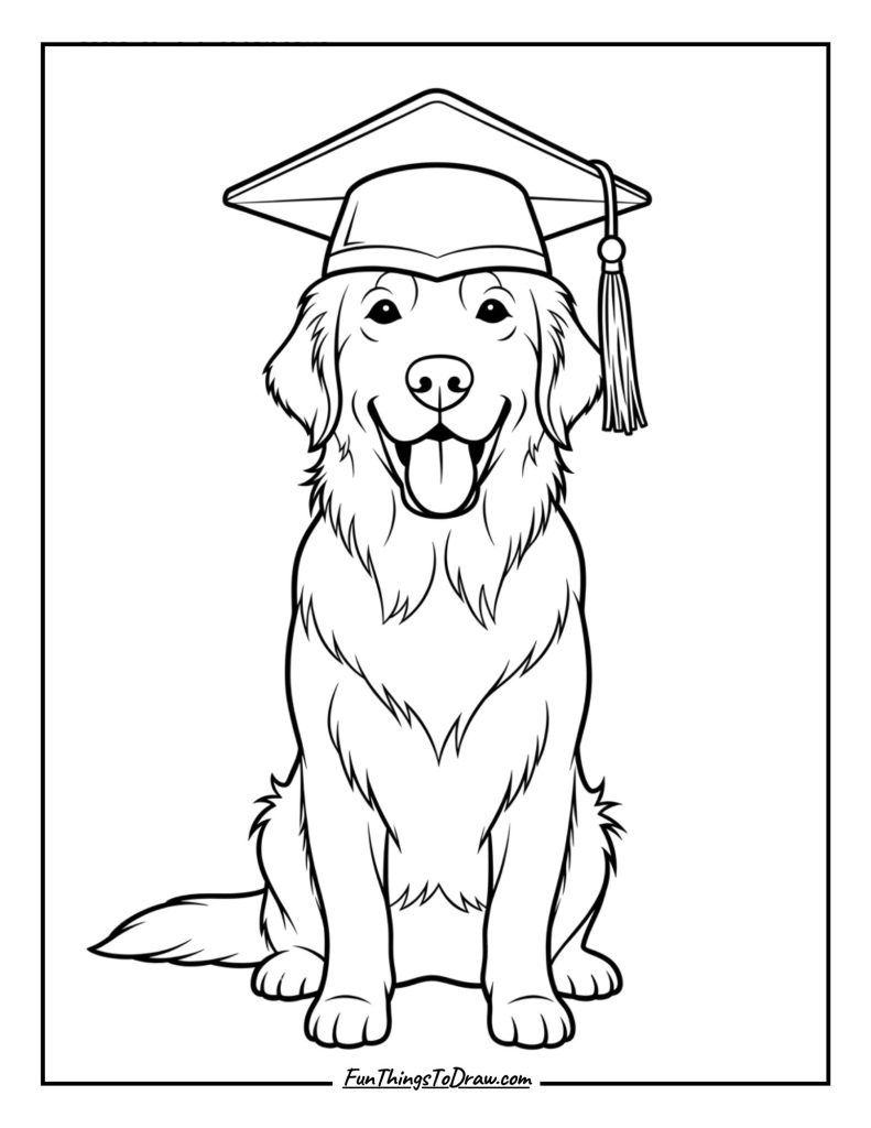 Golden Retriever with a Graduation Cap