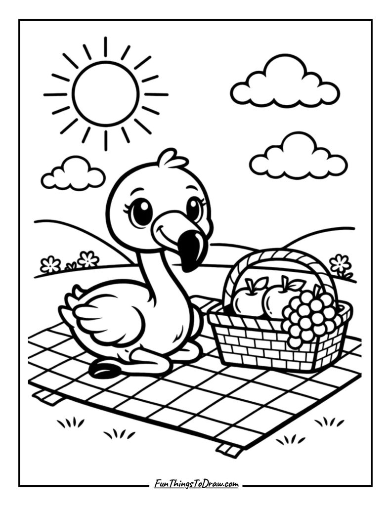 Flamingo Picnic Scene