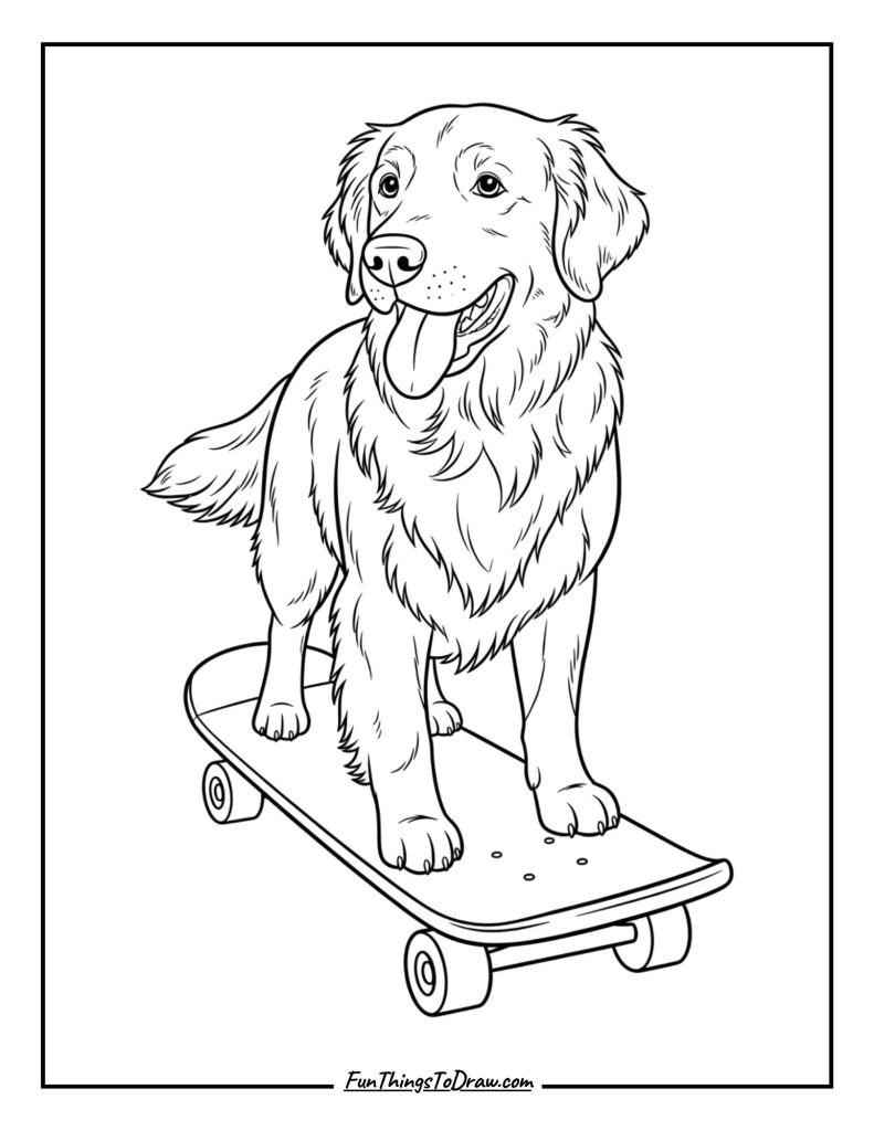 Golden Retriever on a Skateboard