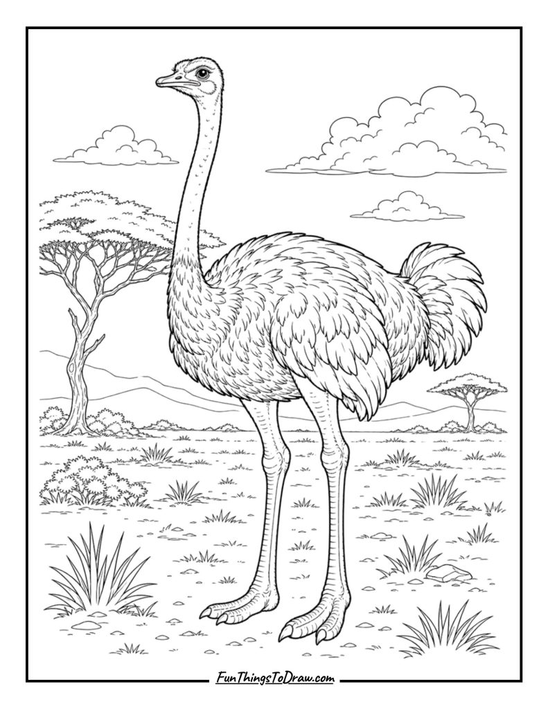 Ostrich Coloring Page