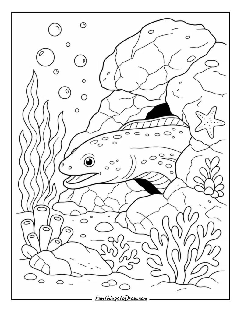 Eel in Rocky Crevice