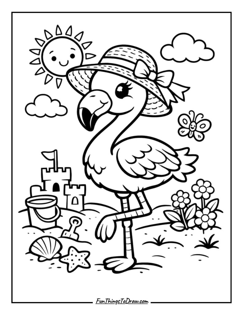 Flamingo Wearing Hat