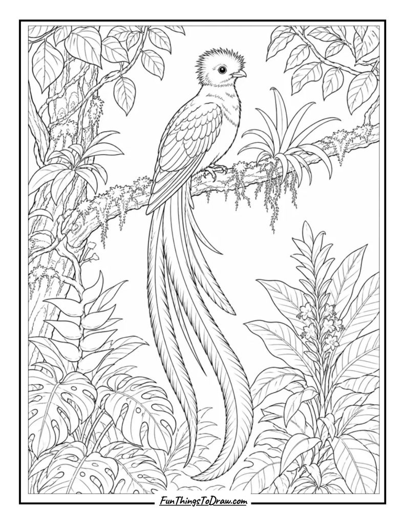 Quetzal Bird coloring sheet