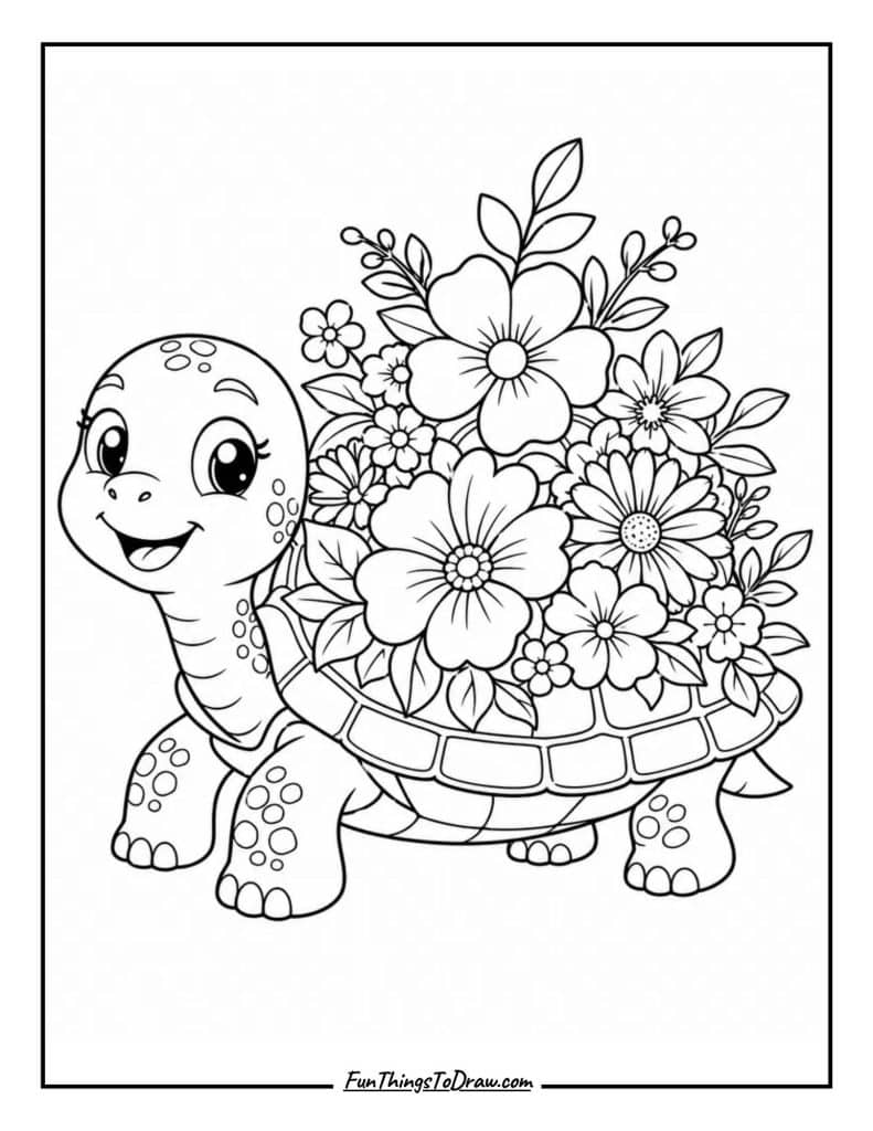 Turtle with Flowers in Shell