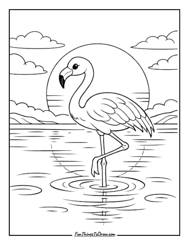 Flamingo by the Sunset