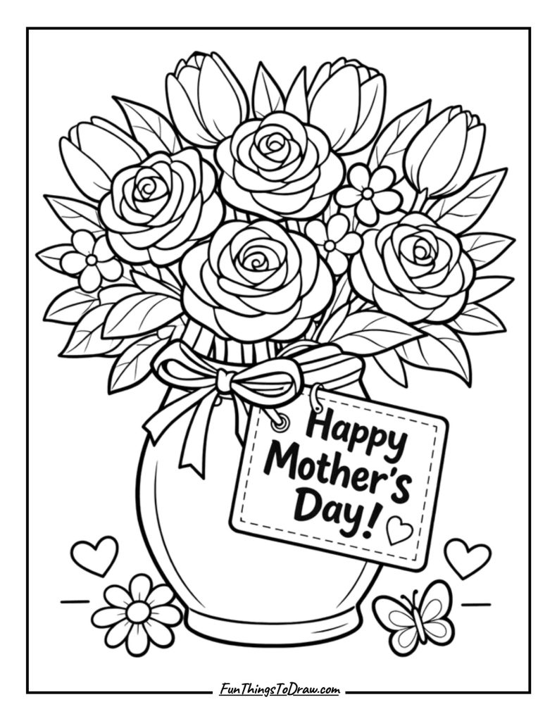 Mother's Day Bouquet Coloring Page