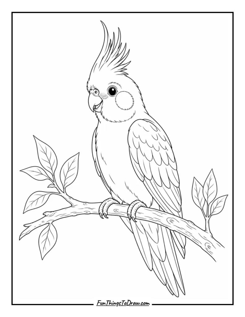 Cockatiel coloring page
