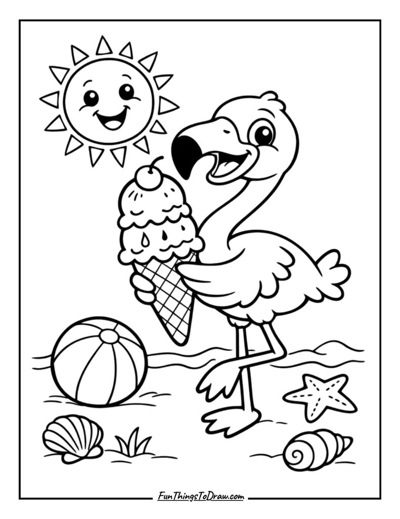 Flamingo with Ice Cream