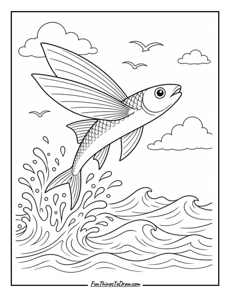 Flying Fish Mid-Air