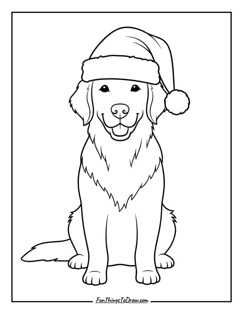 Golden Retriever with a Santa Hat