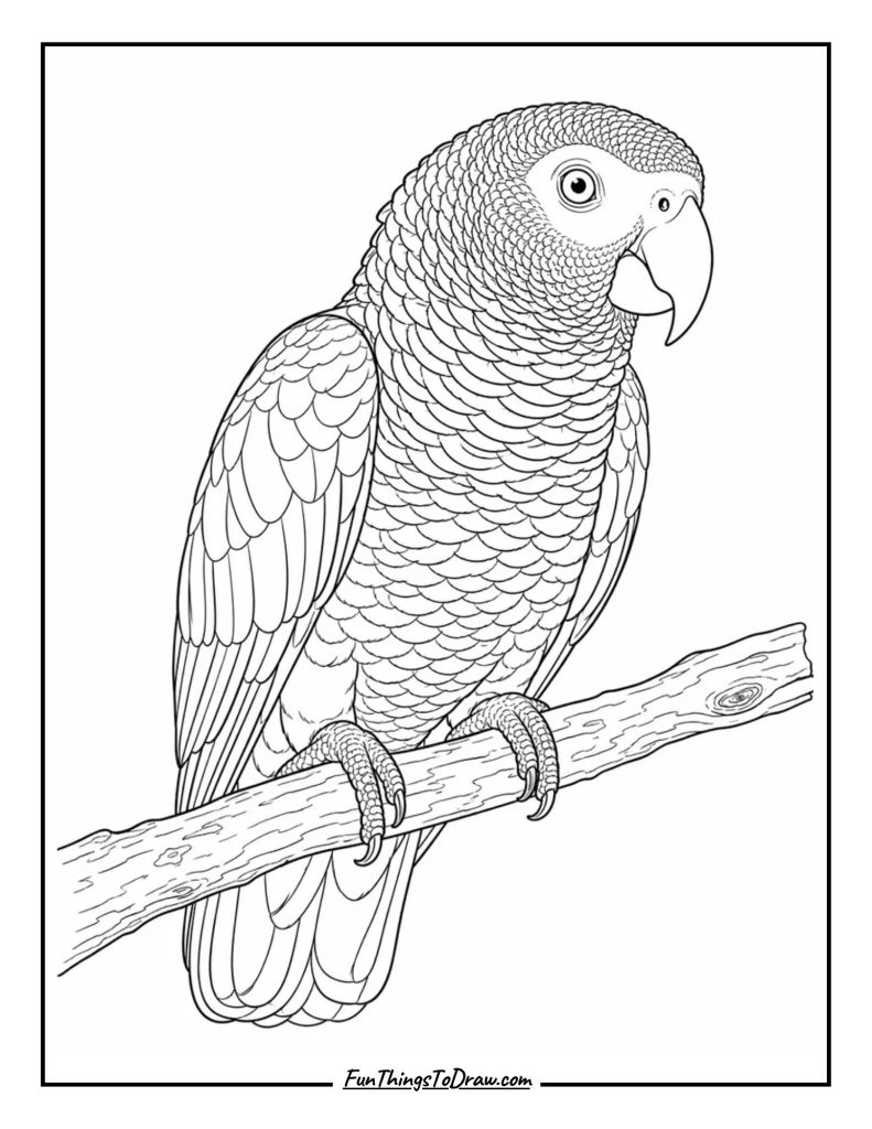 African Grey Parrot coloring page