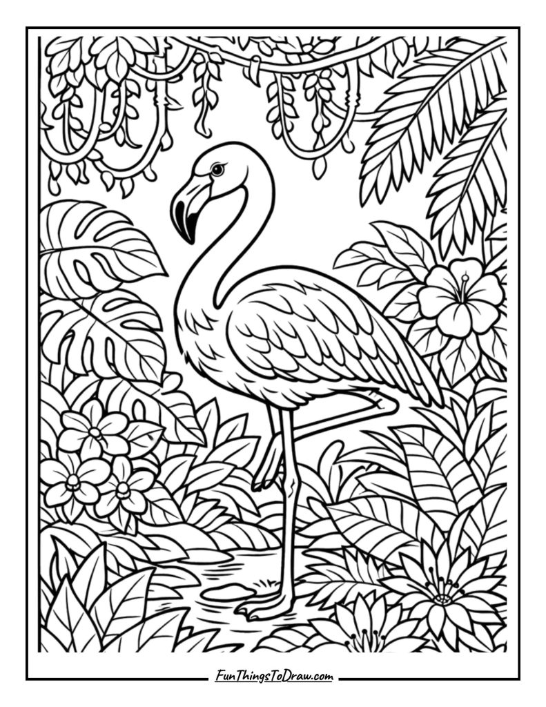  Flamingo Jungle Scene