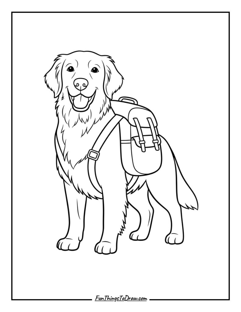 Golden Retriever with a Backpack