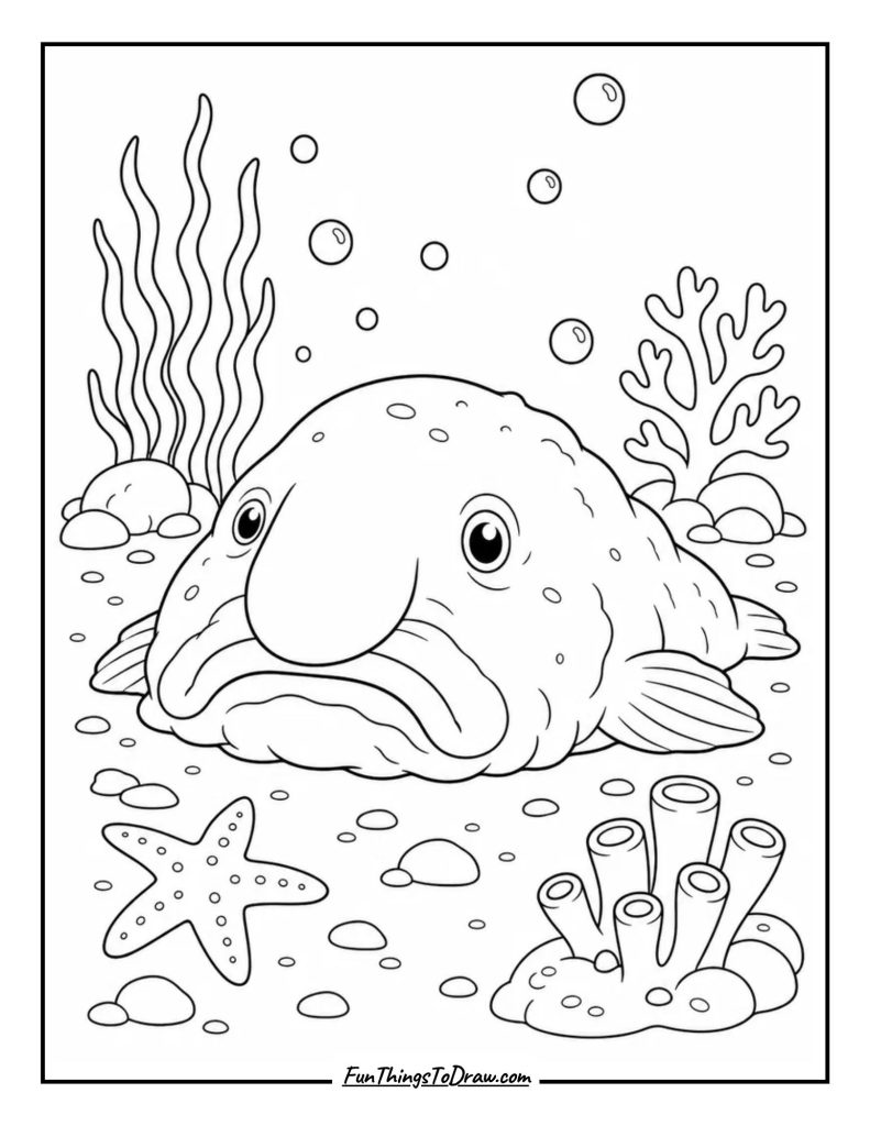 Blobfish in Deep Ocean