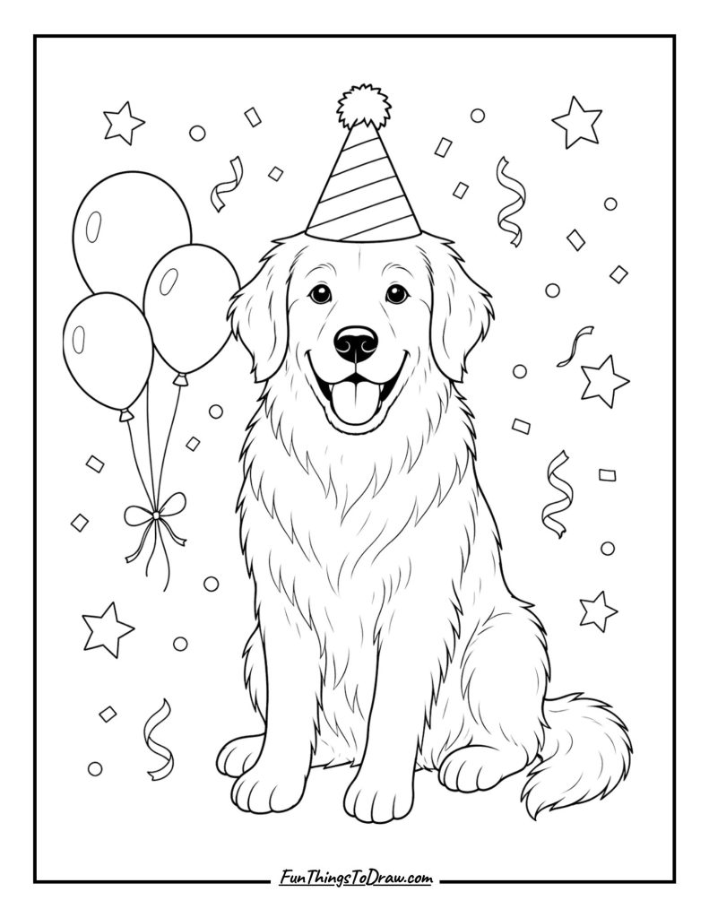 Golden Retriever with a Party Hat