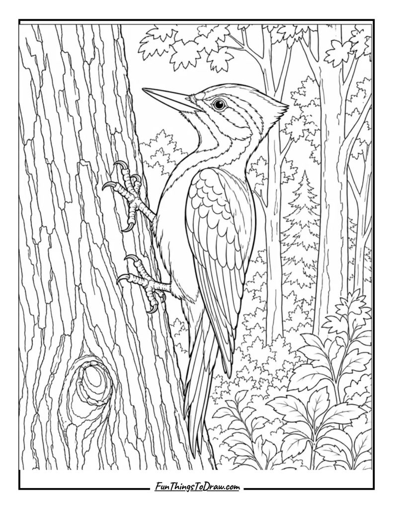 Woodpecker coloring page