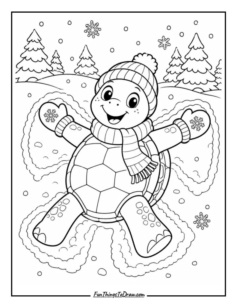 Turtle Playing in Snow