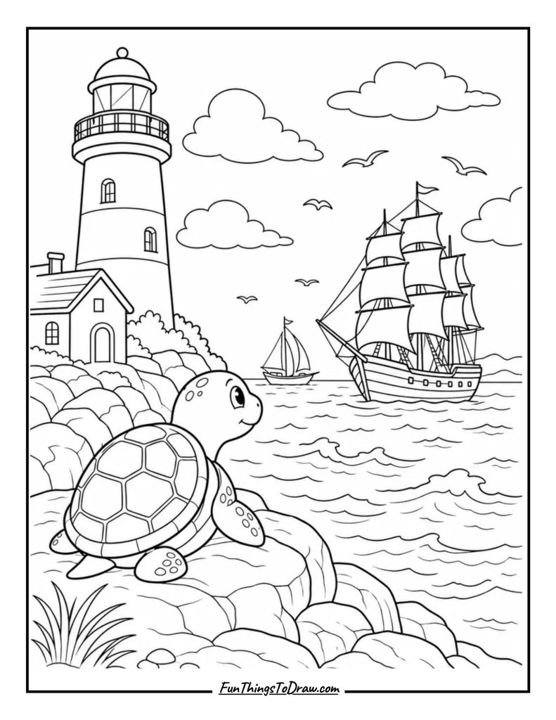 Turtle with a Lighthouse