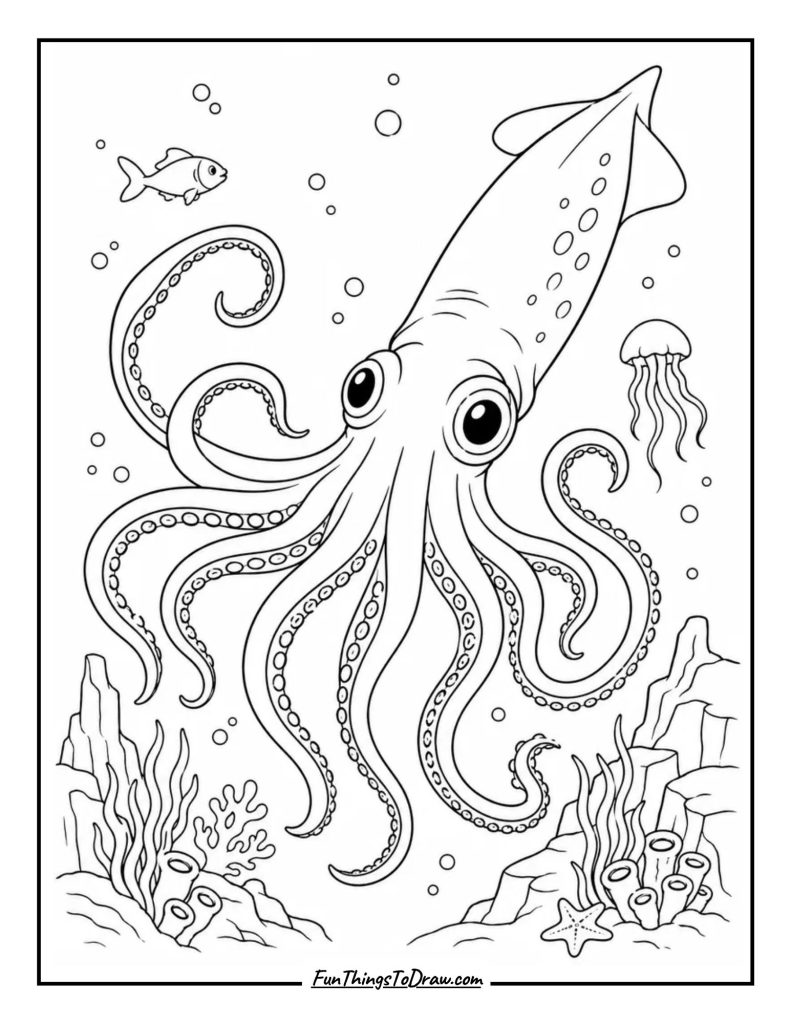 Giant Squid in Abyss