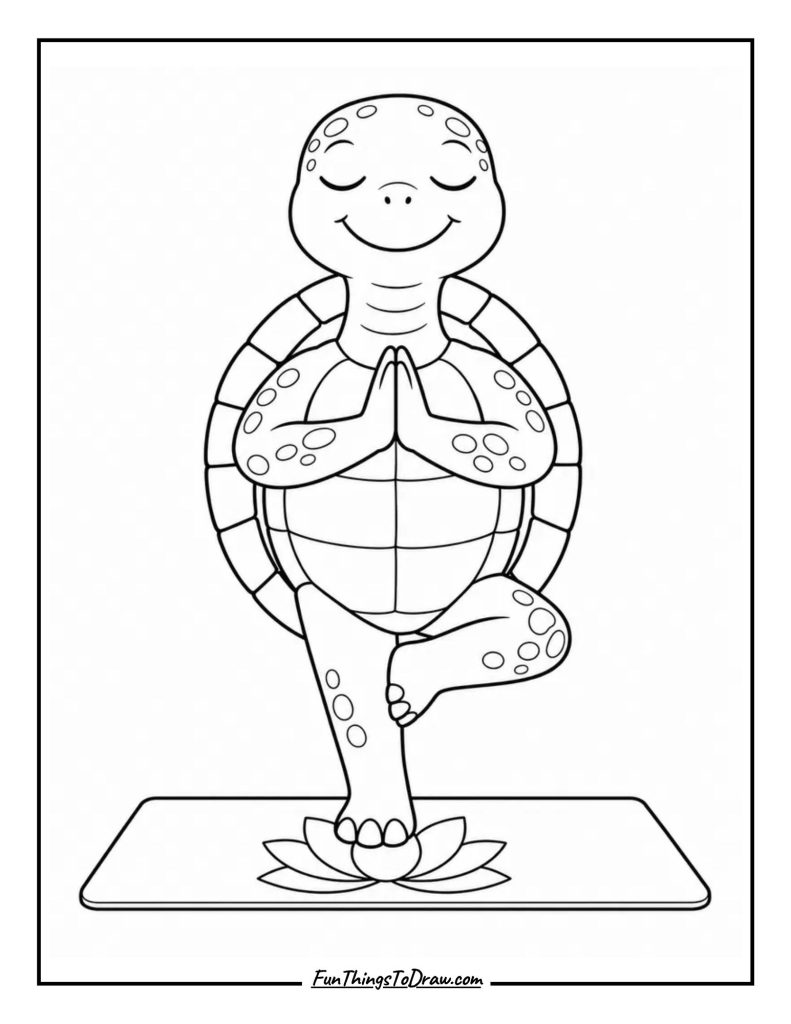 Yoga Turtle Coloring Page