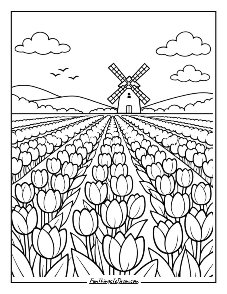 Blooming Tulip Fields